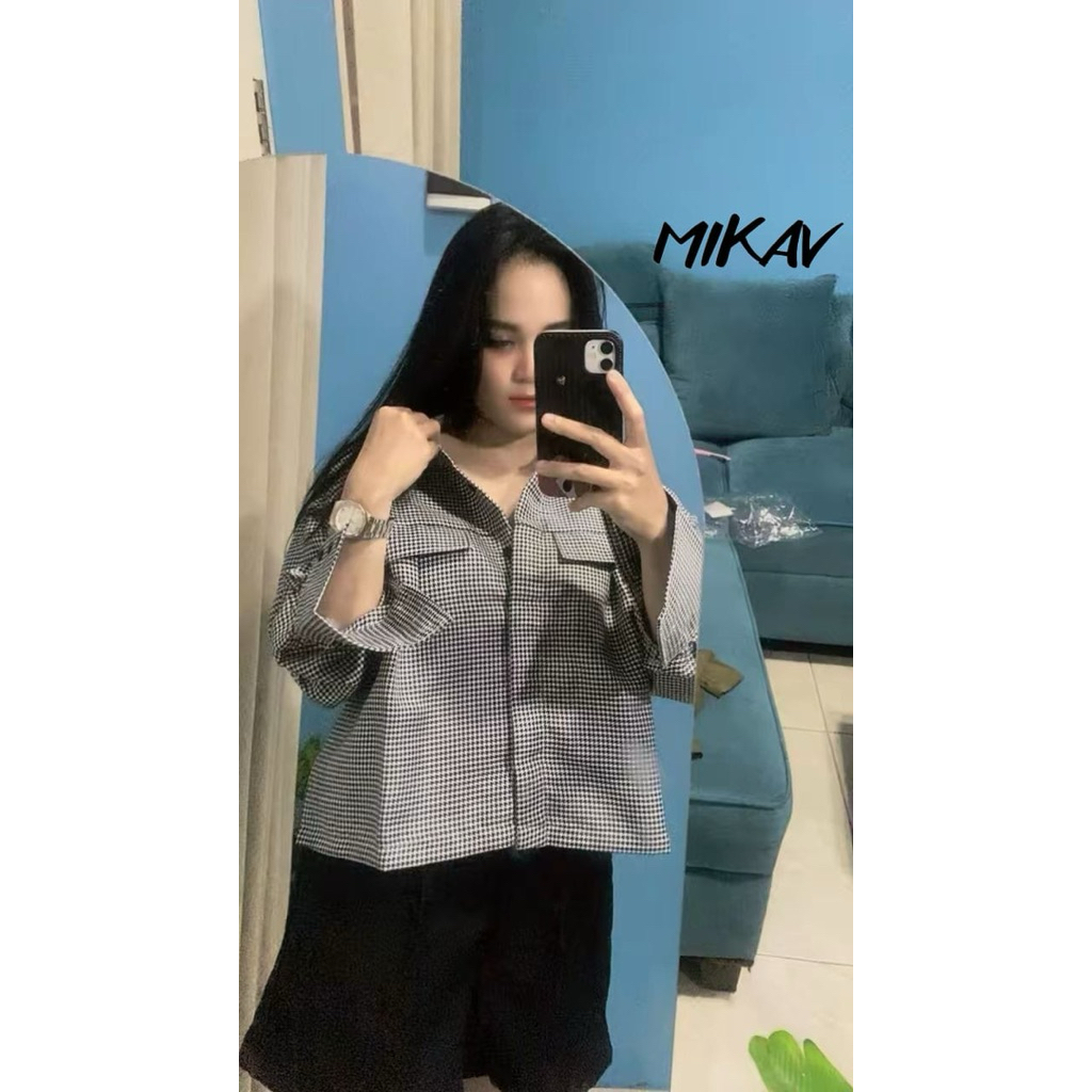 kemeja lengan puff wanita, atasan kemeja puff wanita
