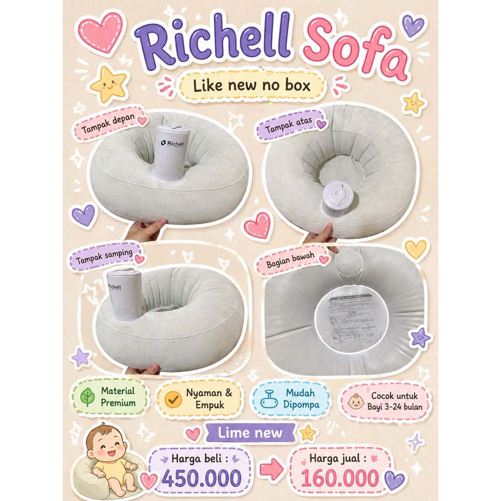 preloved like new richell sofa bayi