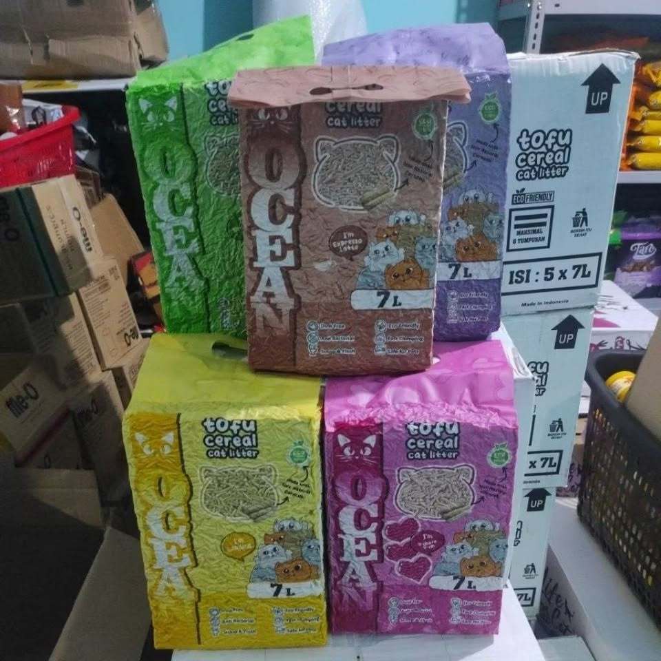 tofu cat litter ocean Pasir Kucing Ocean Tofu Cereal Cat Litter 7 Litter
