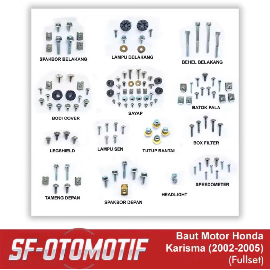 baut motor honda karisma 2002-2005 fullset lengkap