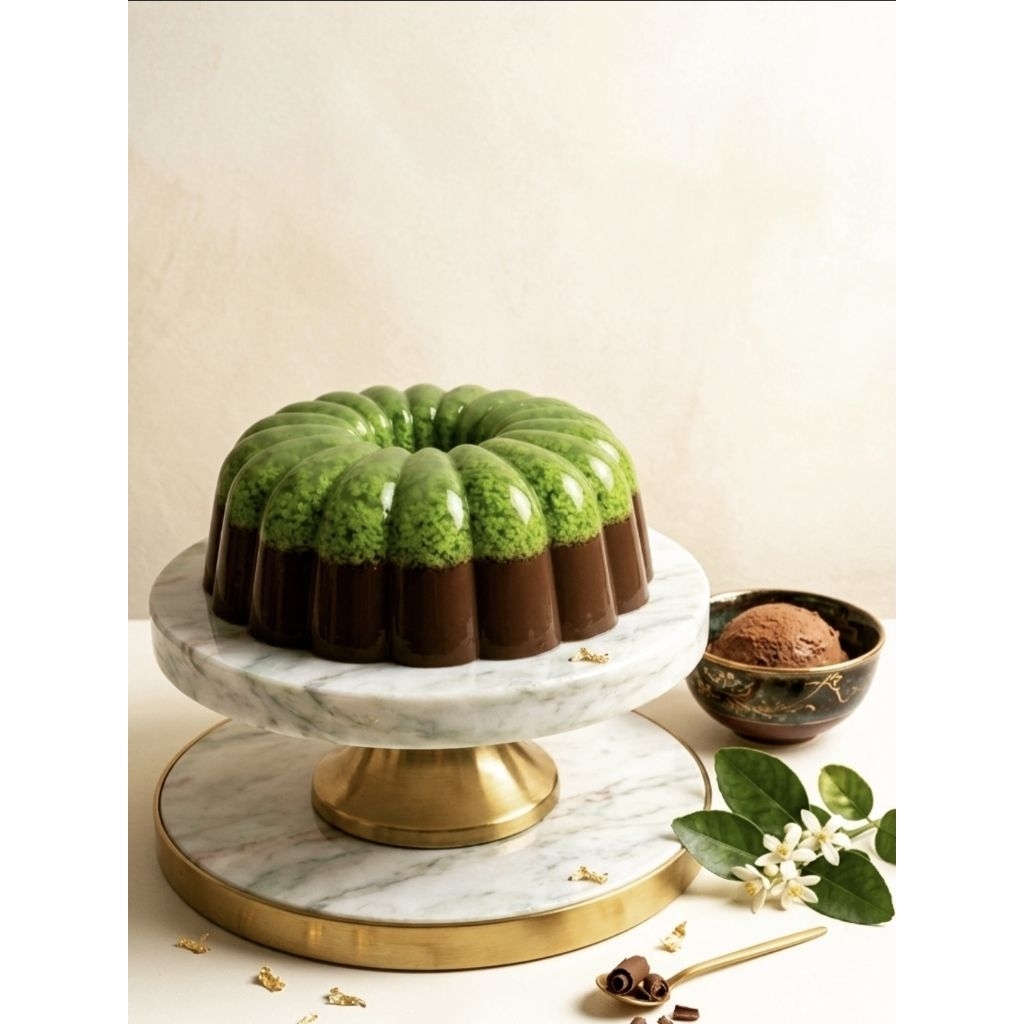 Puding Lumut Pandan Cokelat
