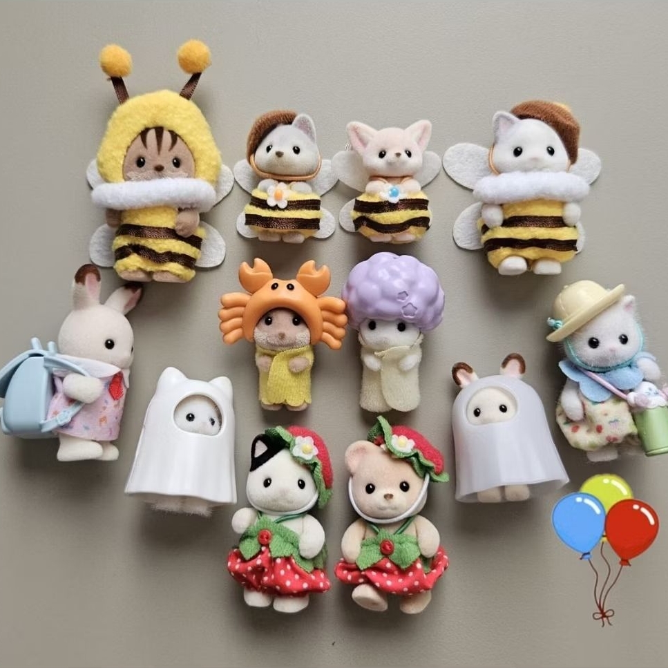 New Sylvanian Families ghost cat mushroom squirell Original.                                       l