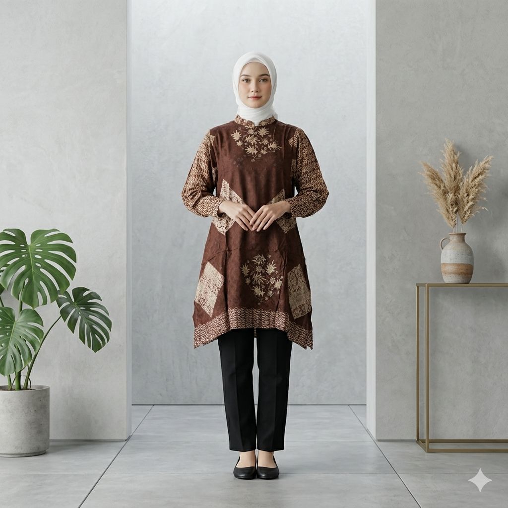 TUNIK VISCOS MOTIF ETHNIC TUNIK FORMAL KANTOR MOTIF BATIK