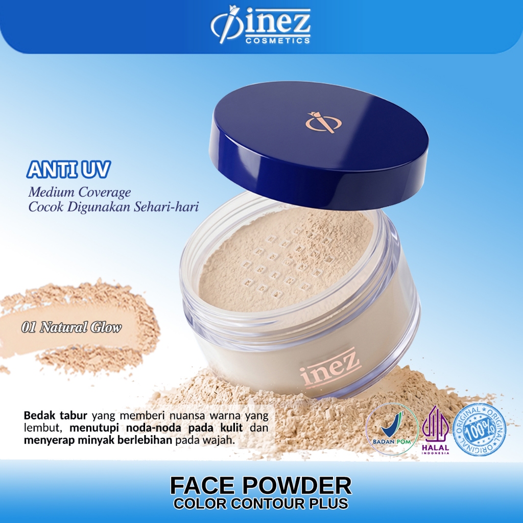 INEZ Face Powder Natural Glow 01 Bedak Tabur Color Contour Plus