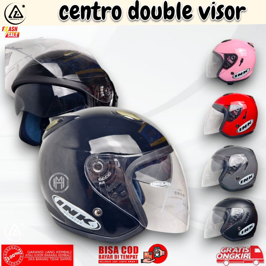 HELM CENTRO DOUBLE VISOR FREE STIKER INK | HELM HALF FACE SNI BUKAN INK ORI