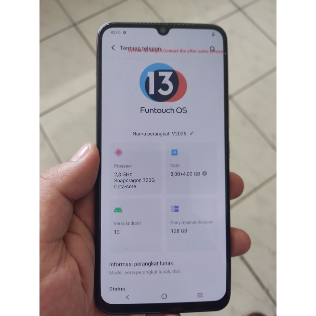 VIVO V20 RAM 8/128 MINUS