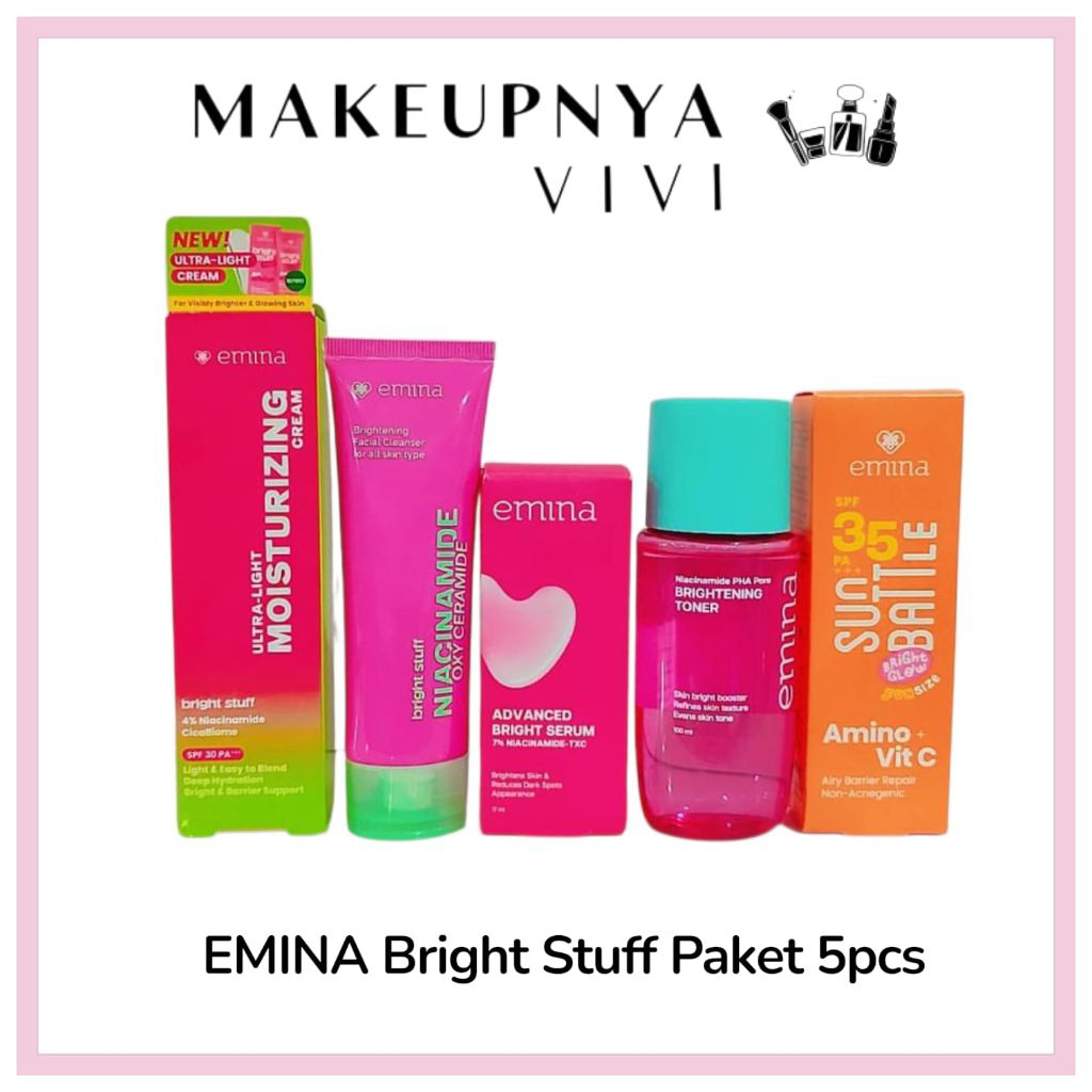 BISA COD - Paket Emina Bright Stuff 5pcs - Paket Glowing Emina