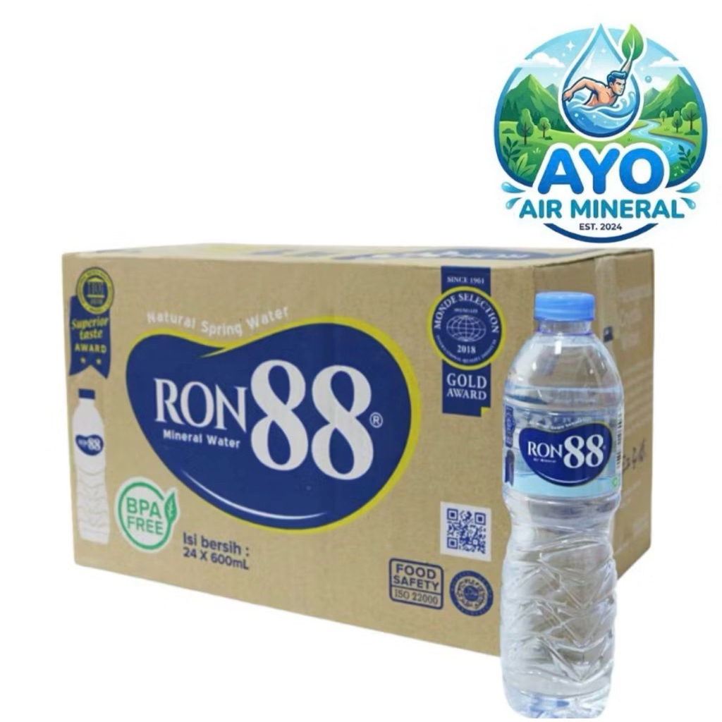 RON88 600ml PET Alkaline Mineral Water [ Dus isi 24 Botol Plastik ]