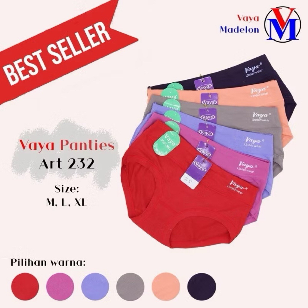 3 PCS - CD Celana Dalam Wanita Remaja dan Dewasa VAYA Karet Tinggi Bahan Spandeks Halus Berkualitas