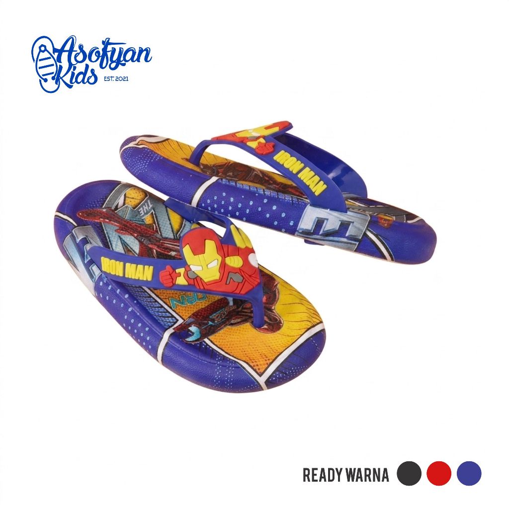 SENDAL ANAK LAKI-LAKI KARAKTER IRONMAN IMPORT JELLY PVC - Asofyan Kids