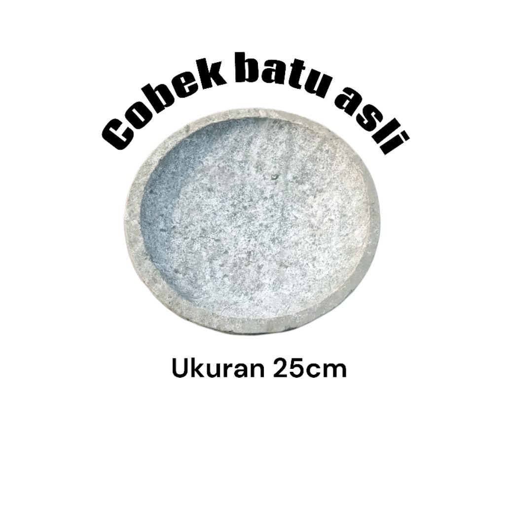 Cobek batu alam asli 25cm satu set + ulekan