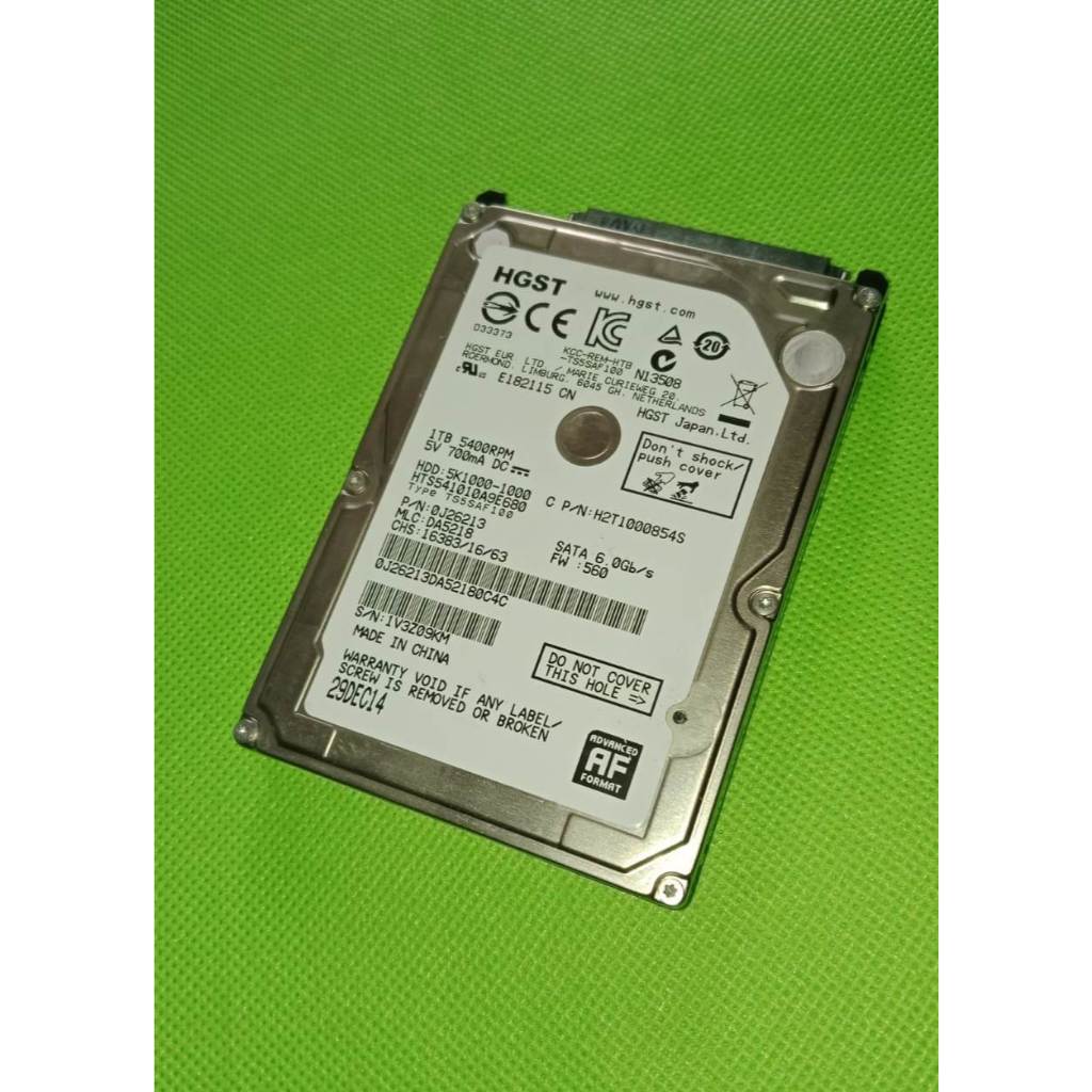 HDD HGST Laptop Notebook 1TB 2.5" (Tebal) Seken