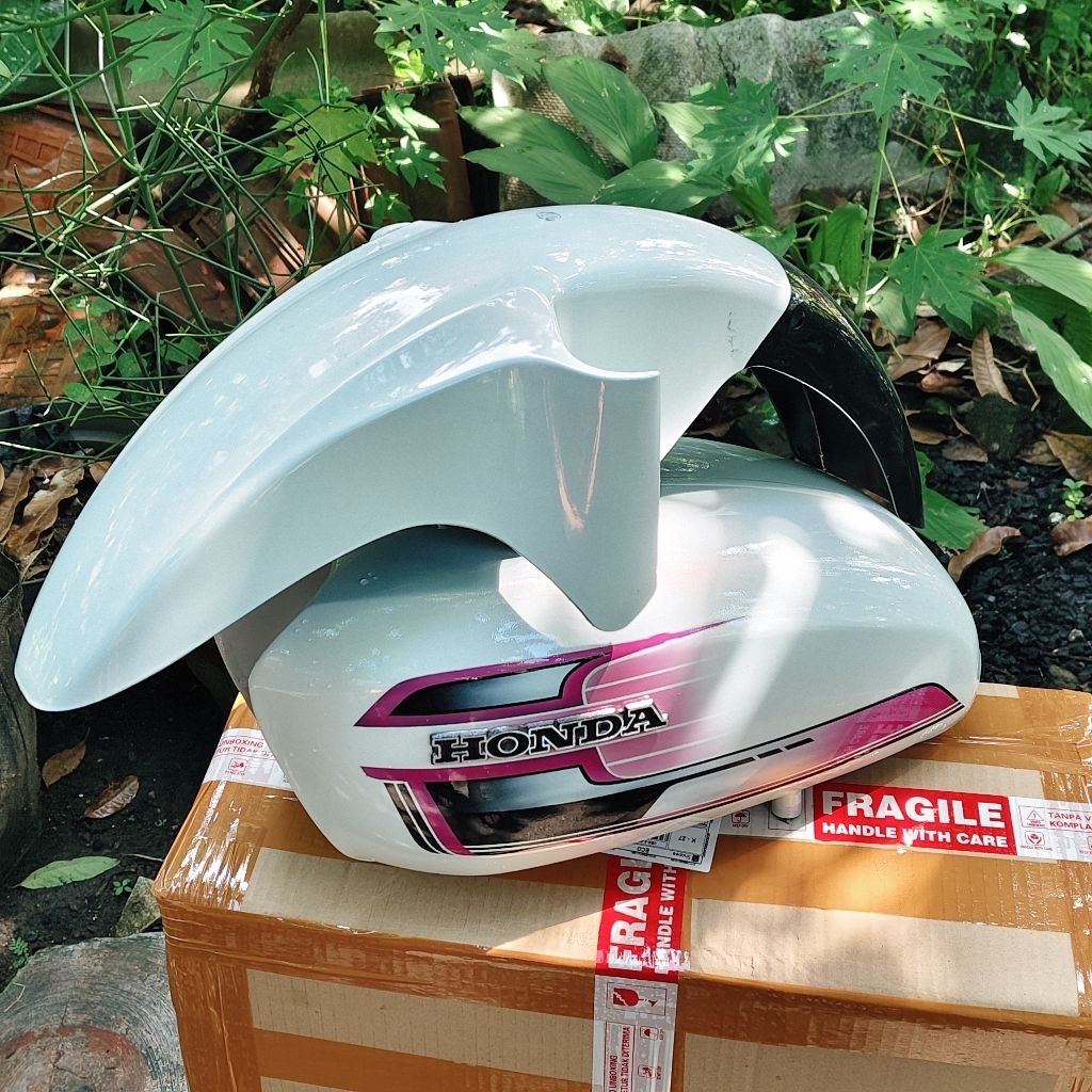 tangki honda cb100 putih lembayung pink set slebor leo new arrival tangki motif baru lembayung