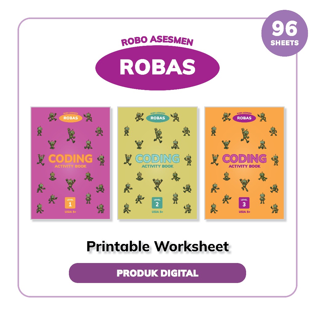 Coding Printable Worksheet Anak Usia 5+