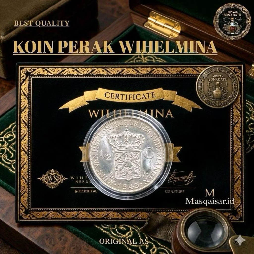 Koleksi Koin Perak Kuno Wilhelmina Nederland 1/2G Best Produk Terbatas Tahun 1718 Sampai 1948 Gress 