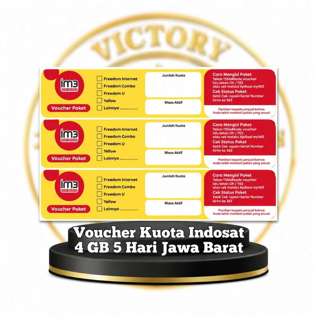 Voucher kuota Indosat Im3 4 GB 5 Hari Nasional / Voucher kuota murah / kuota harian / Voucher kuota