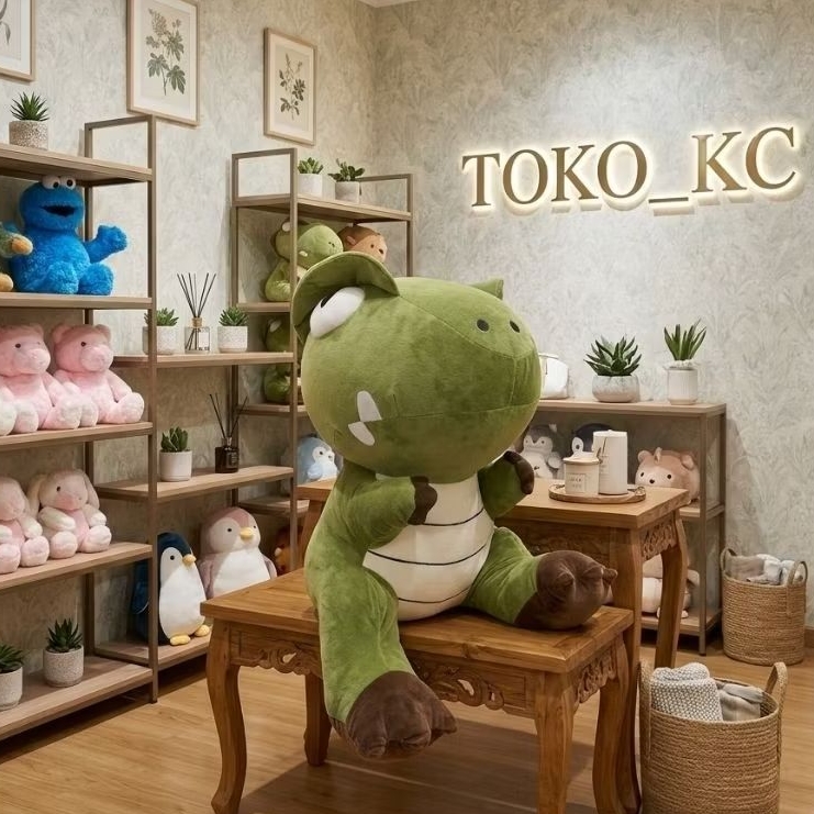 Boneka Green Dino Plush Toy Boneka Dinosaurus Besar Lembut dan Empuk