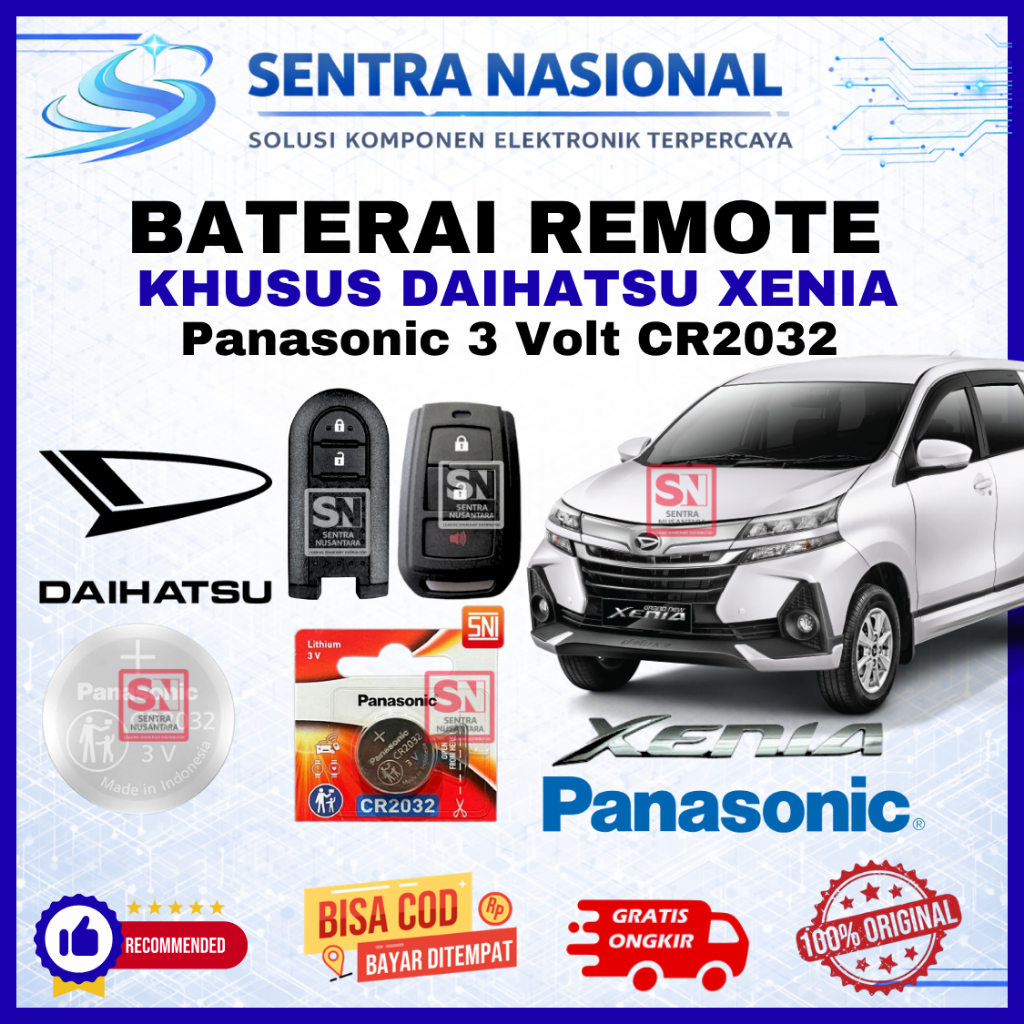 BATERAI REMOTE DAIHATSU XENIA ORIGINAL PANASONIC CR2032 | BATTERY REMOTE XENIA DAIHATSU KUALITAS BAG