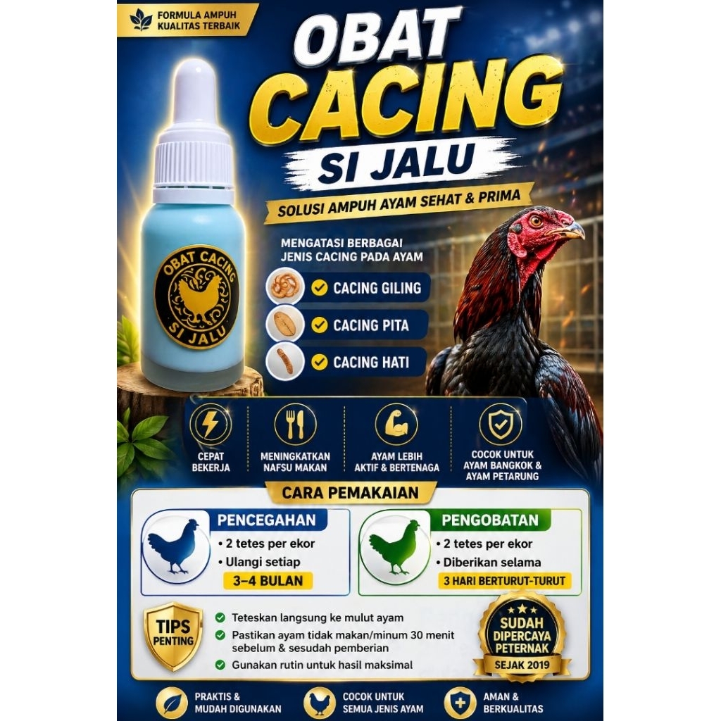 Obat Cacing Ayam Ampuh | Tuntas Cacing Pita & Gilig | Ayam Sehat Nafsu Makan Naik