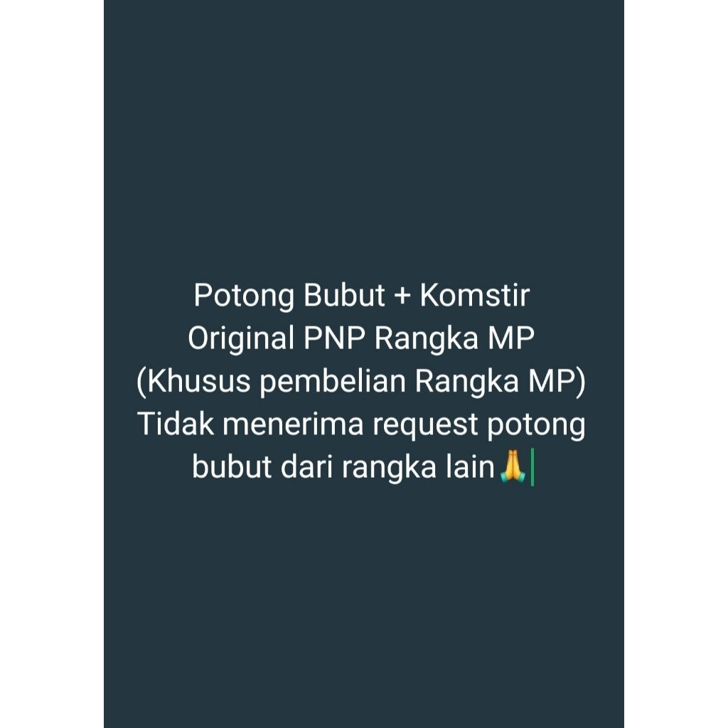 Jasa Potong Bubut Segitiga + Komstir Original, PNP Rangka MP Racingpart, Khusus pembelian Segitiga U