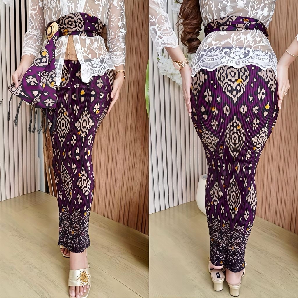 Kamen Jadi Set Selendang plisket setelan kebaya  wanita Bali ready size XL XXL