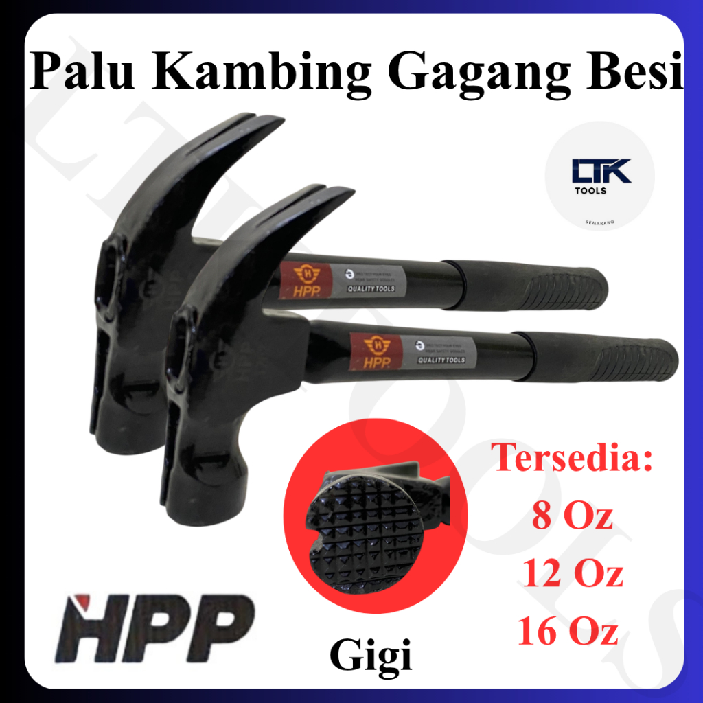 Palu Kambing Gagang Besi/ Palu Kambing Hitam/ Palu Kambing Besi Magnet Merek HPP