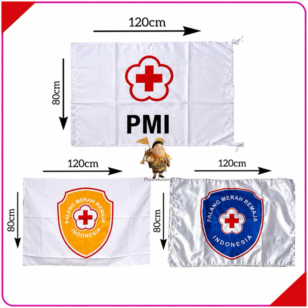 Bendera Palang Merah 80 x 120cm bendera Pmr wira | bendera pmr madya | bendera pmi | bendera palang 