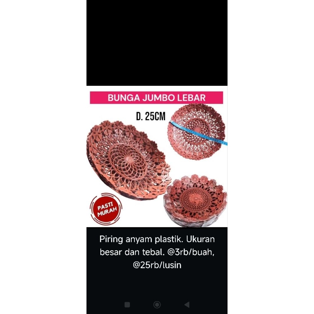 Piring anyaman pasti, piring anyaman lidi plastik