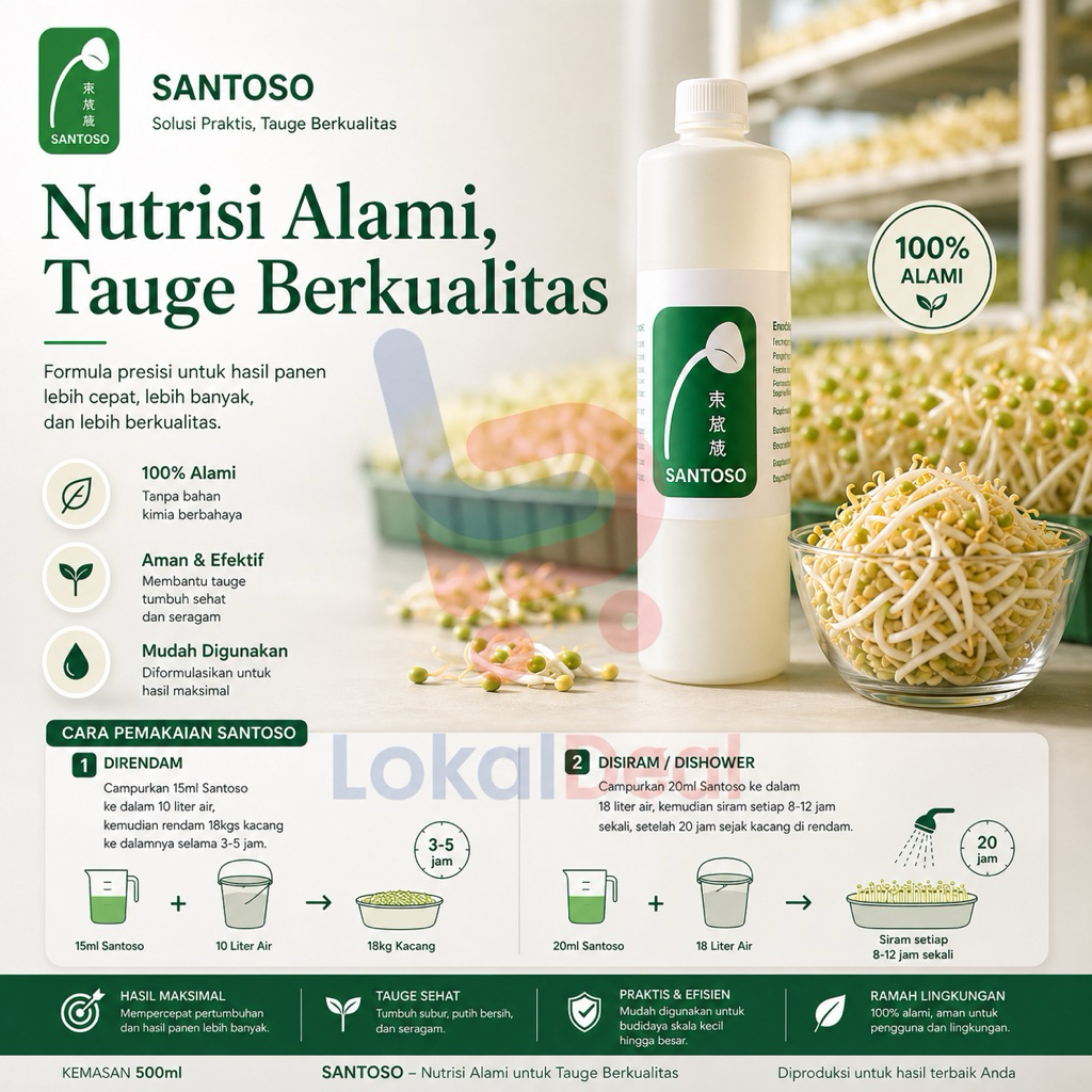 Nutrisi Obat SANTOSO 500ml Hormone Bean Sprout Untuk Pertumbuhan Tauge / Toge / Kecambah