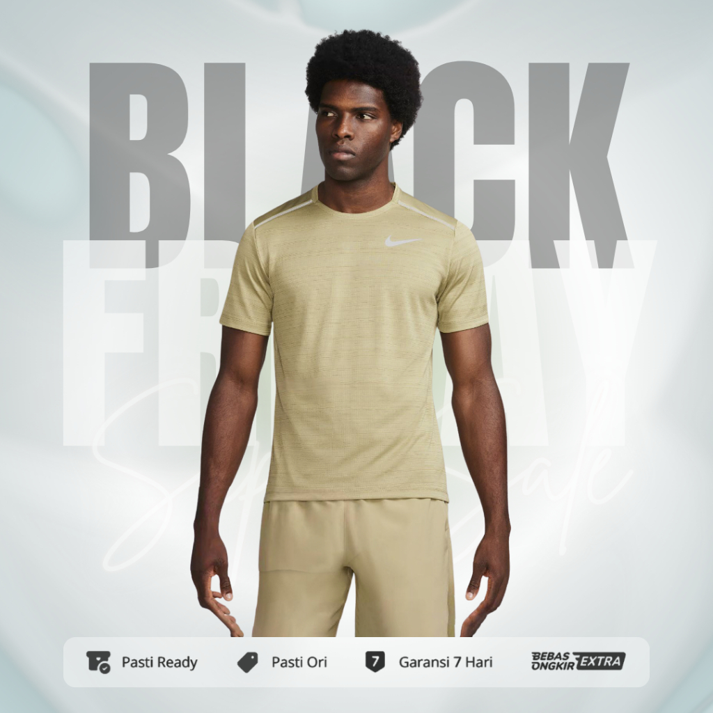 Kaos Nike Original Dri-Fit Miler Short-Sleeve Running Top - Neutral olive