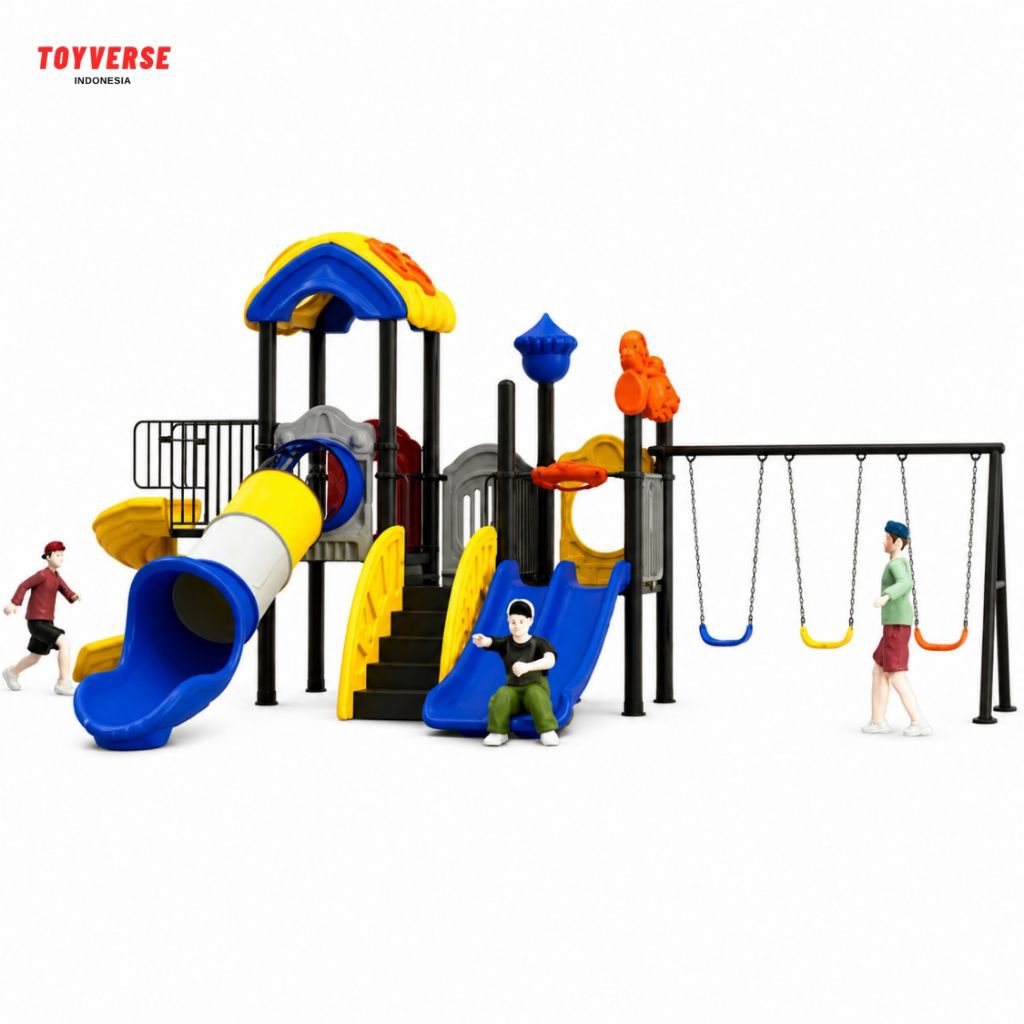 Perosotan Tunnel Seru, Double Slide & Ayunan 3 Kursi