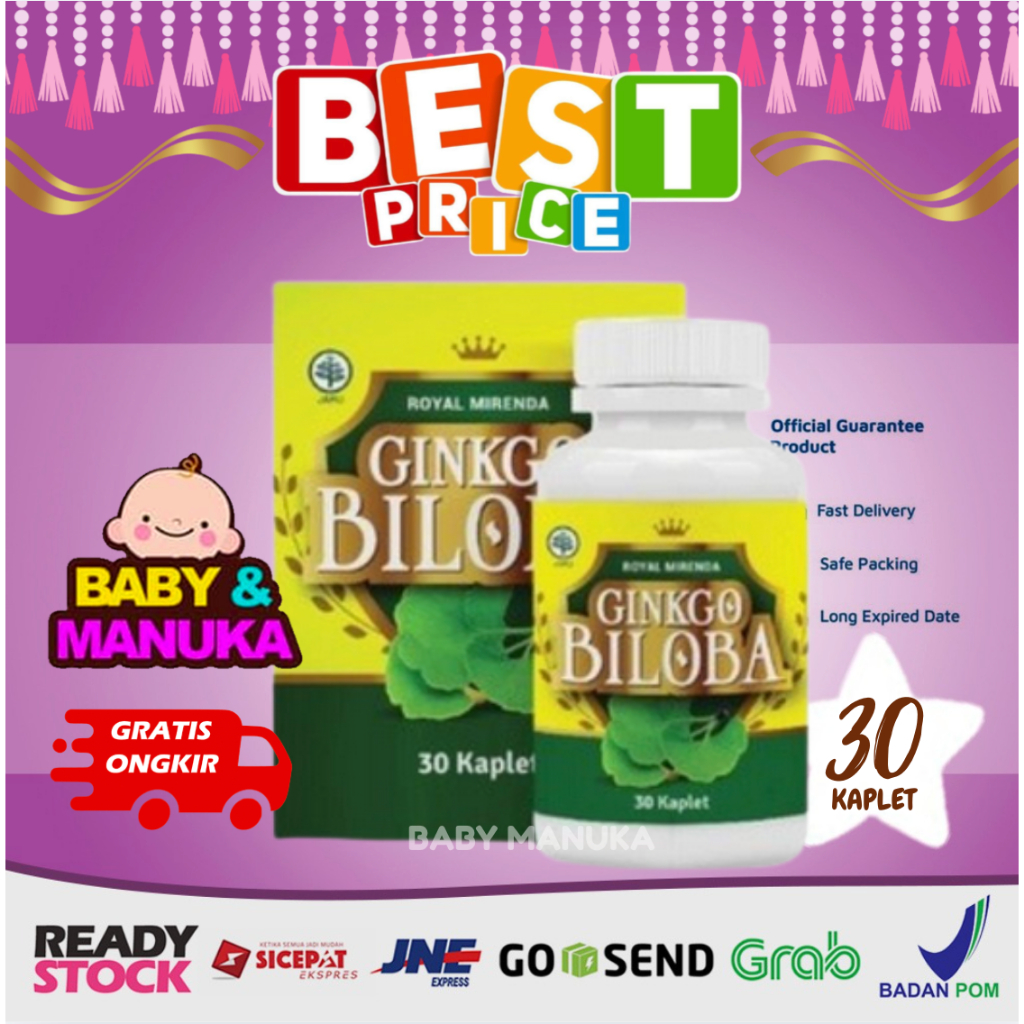 Ginkgo Biloba Royal Mirenda 30 Kaplet Vitamin Meningkatkan Daya Inget