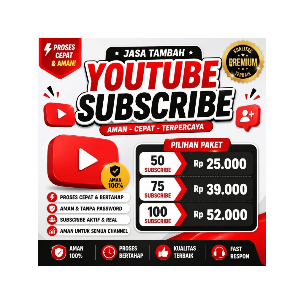 SUBSCRIBE YOUTUBE MURAH & CEPAT | Real Aktif | No Password | Cocok Channel Baru