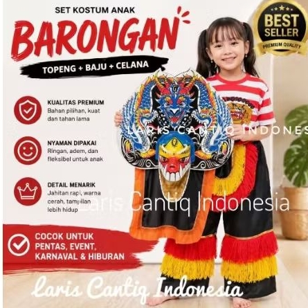Baju Reog Anak Ponorogo Setelan Lengkap Barongan Devil Spon Kaos Reog Celana Barongan Embong Tapih