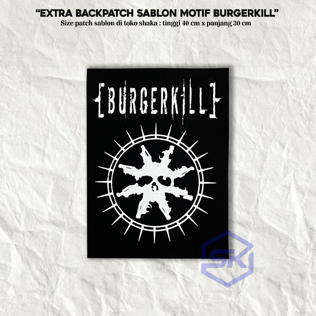 Patch sablon burgerkill backpatch sablon jahit tempelan motif band metal patch punk aksesoris rompi 