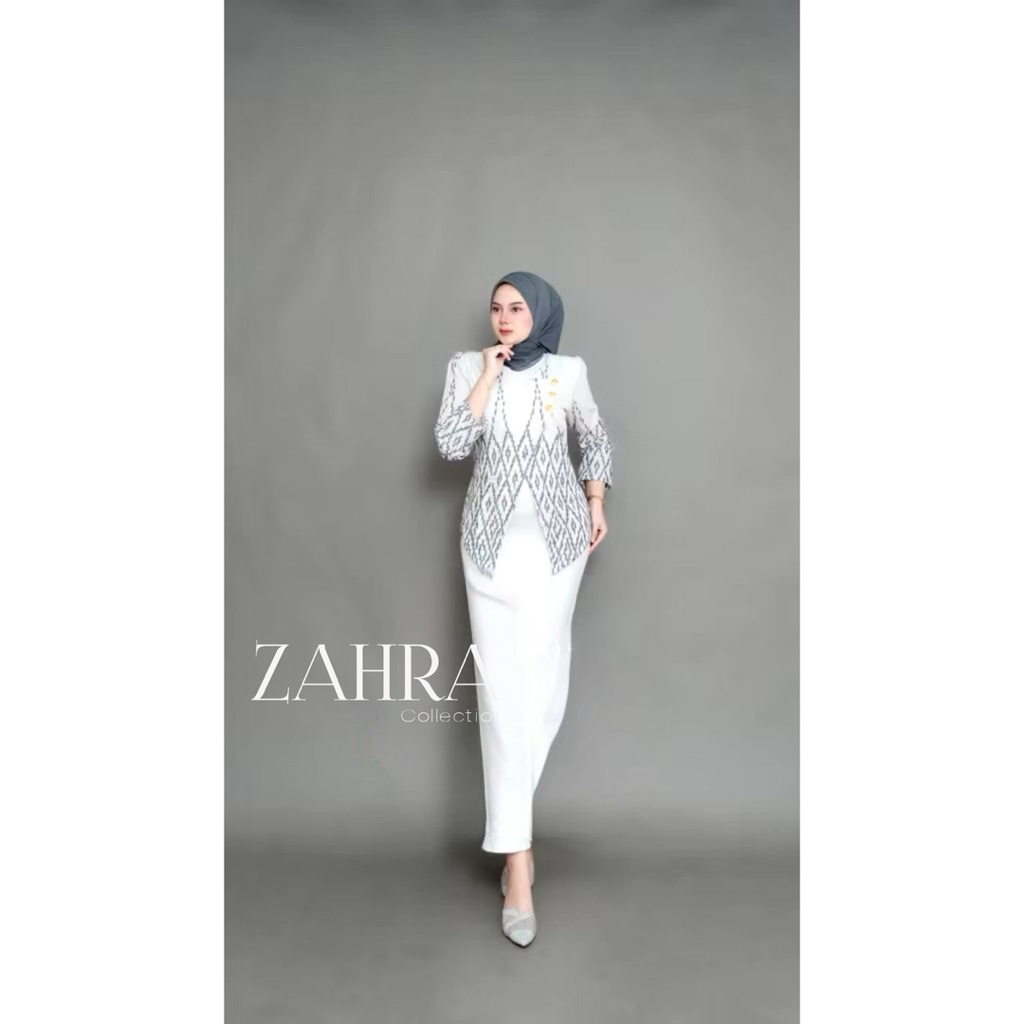ZAHRA BATIK TENUN ATASAN WANITA JANGGAN MODEL KEBAYA BATIK TENUN MODERN