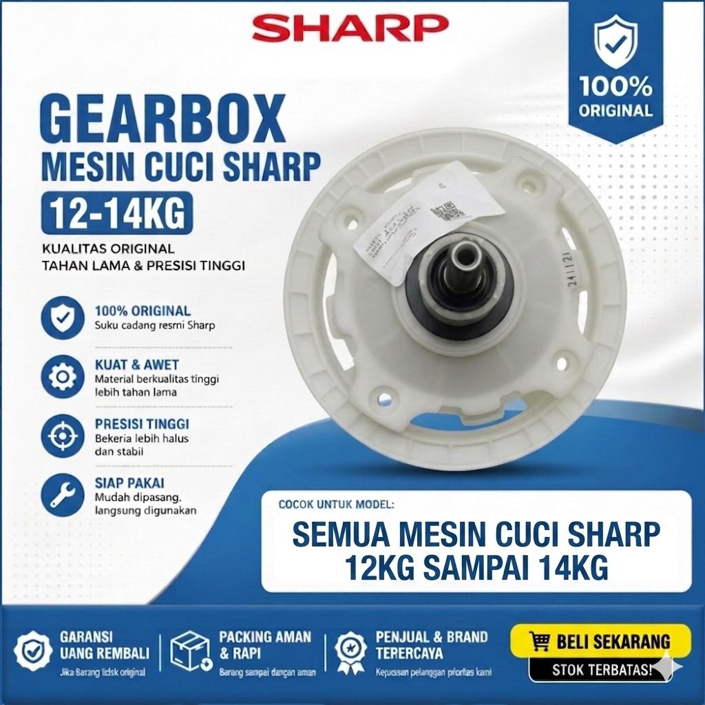 Gearbox Mesin Cuci Sharp  12 sampai 14 Kg Original | Gear Box Pencuci Asli Sharp