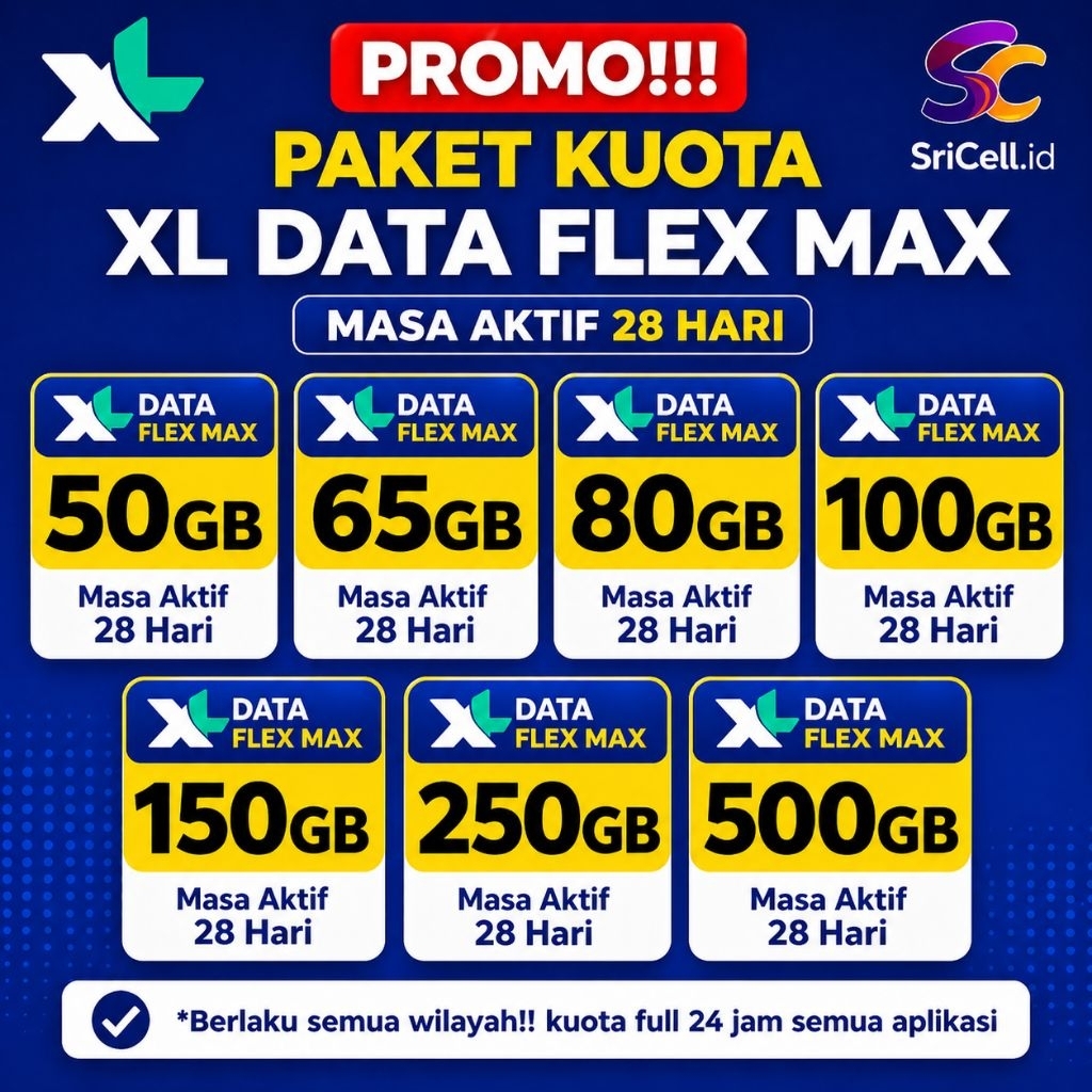 PAKET DATA XL FLEX MAX KUOTA NASIONAL 28 HARI SUPER MURAH PROSES CEPAT