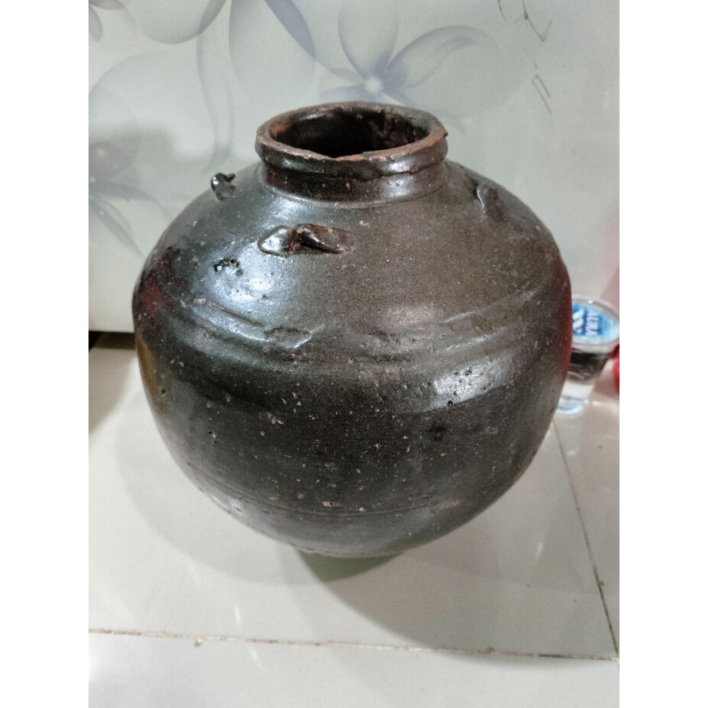 Guci kuno china dinasti song hitam temuan sungai tinggi29cm