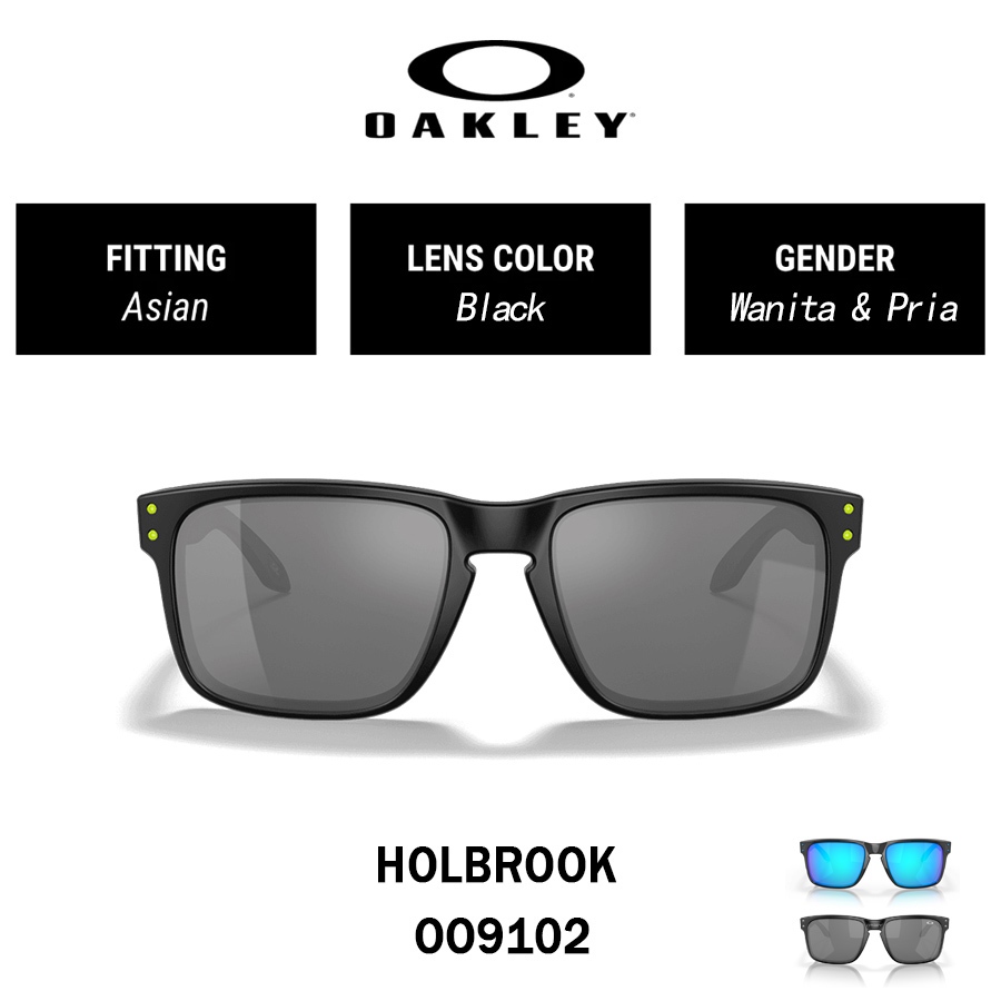 Asli OAKLEY HOLBROOK OO9102 Kacamata Hitam Persegi Panjang Prizm ™ 55mm Black blue Wanita Pria Sungl