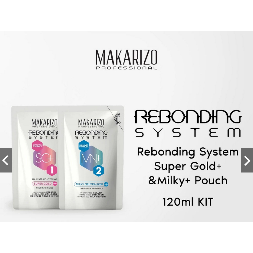 Makarizo Professional Rebonding System Kit (Step 1+Step 2) Super Gold 125 mL