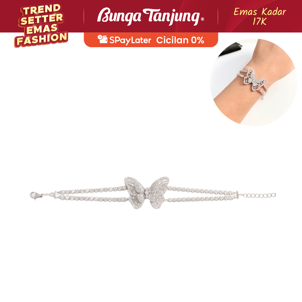 GELANG KUPU TWIN LAYER BLINK - EMAS 17K - BUNGA TANJUNG GOLD