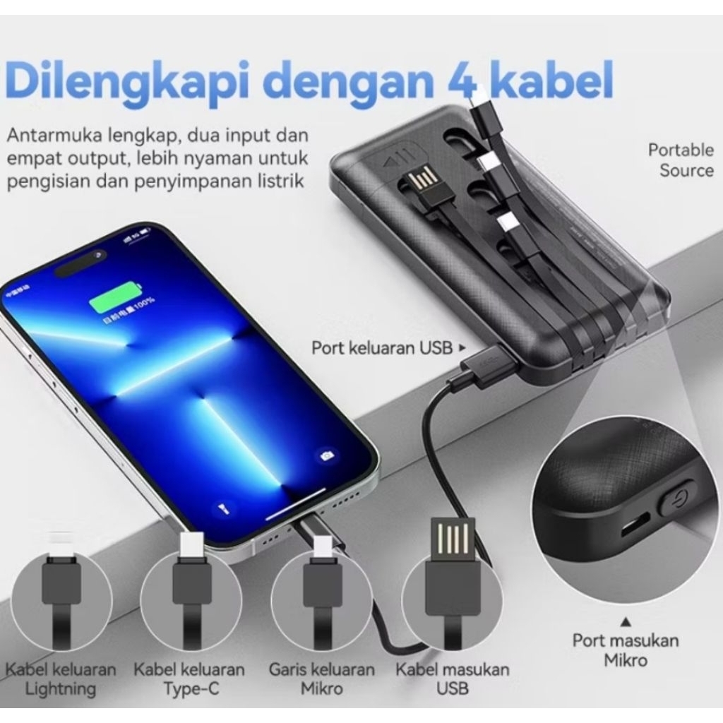 VC Power Bank 10000MAH Model DX,114 Capacity Type Ciput DC 5V 3A /9V 2,2A 12V 66A /PD 20W Max/Power 