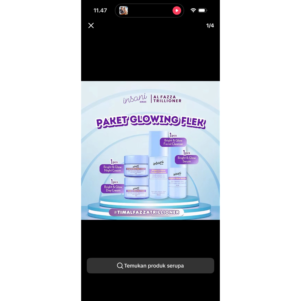 INSANI paket GLOW FLEK untuk menghilangkan flek ringan, flek parah, kusam & susah putih , mencerahka