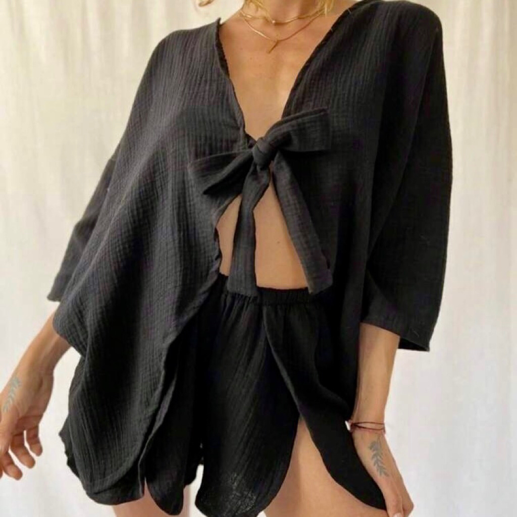 Outer+Celana Pendek 2pcs Set Wanita Women's clothing Set Impor SS0351