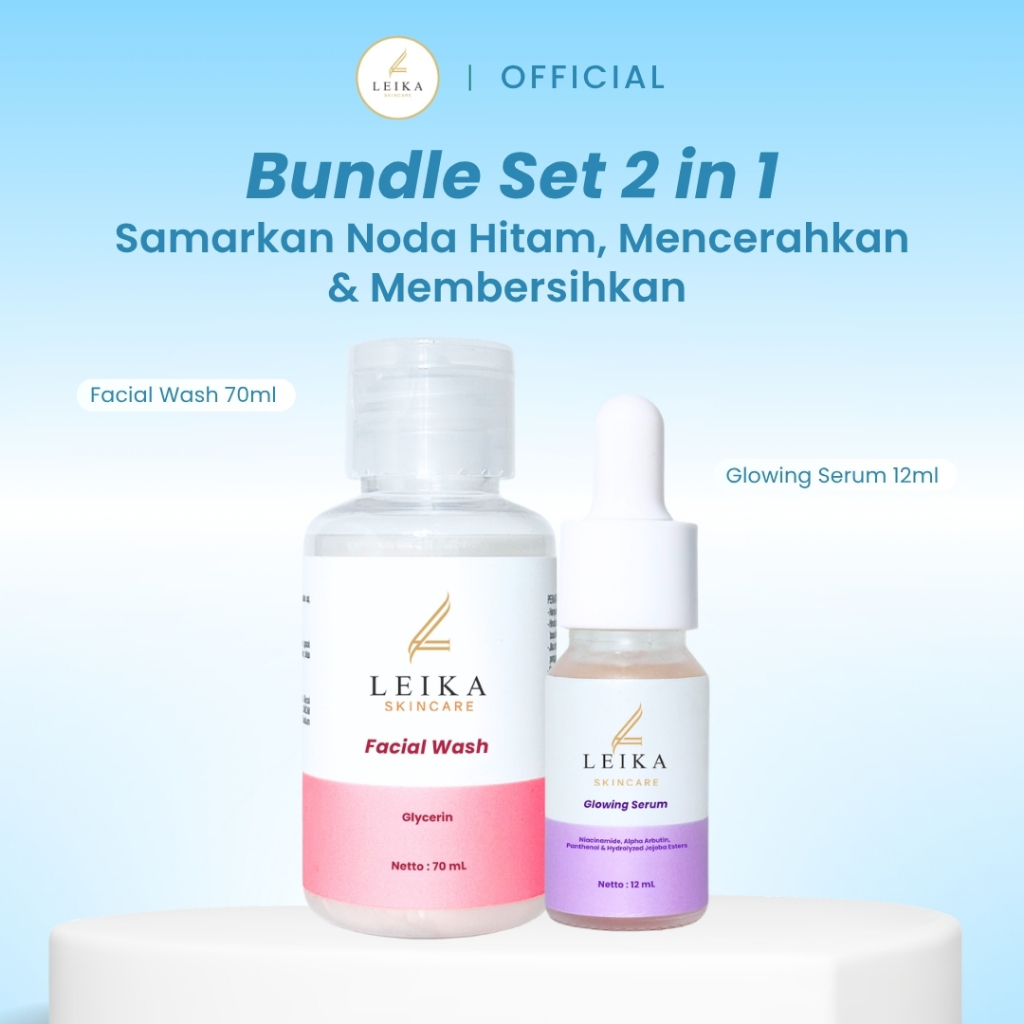 Leika Skincare 2 in 1 Glowing Serum & Facial Wash Leika Skin Care Resmi BPOM