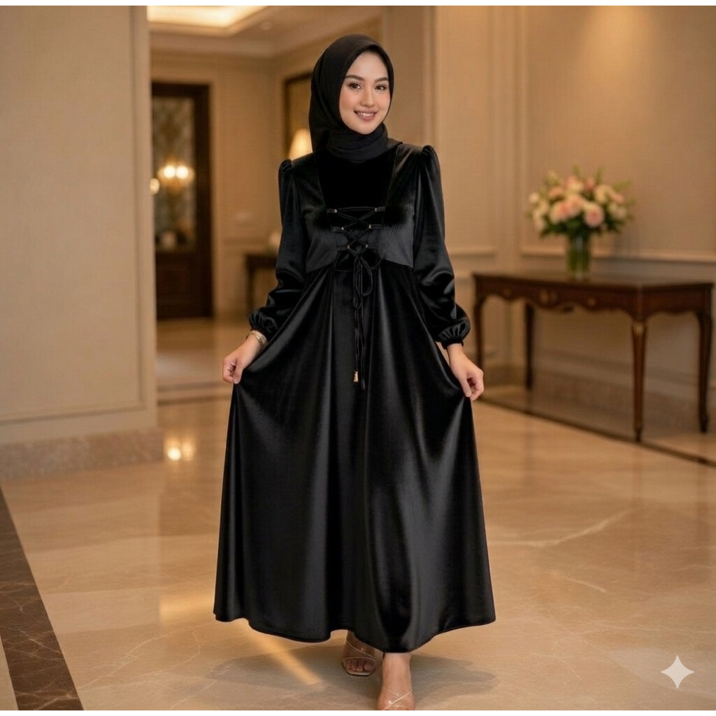 DIZA Amara Wedding Dress Satin Silk Premium Seragam Bridesmaid Dress Satin Gamis Muslim Dress Kondan