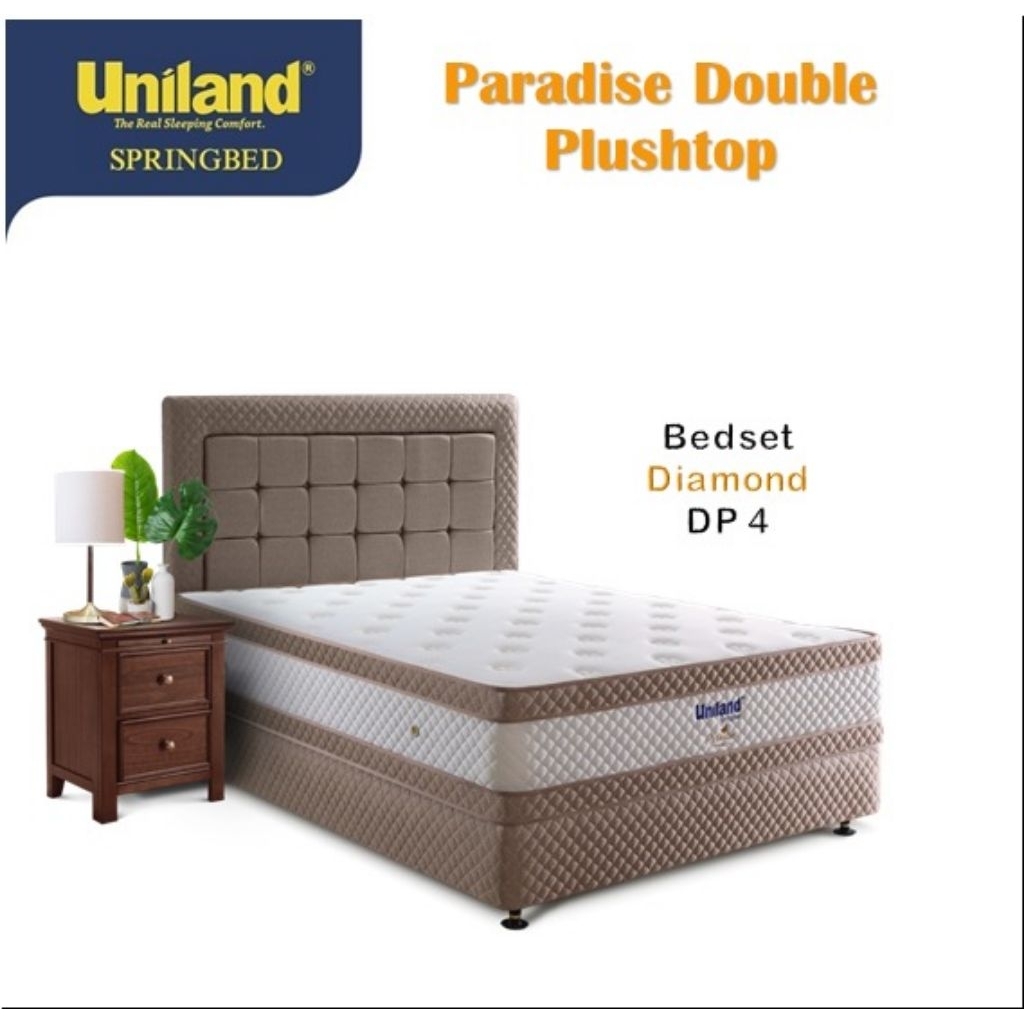 1 set kasur springbed uniland double plushtop/ tempat tidur set double plushtop uniland
