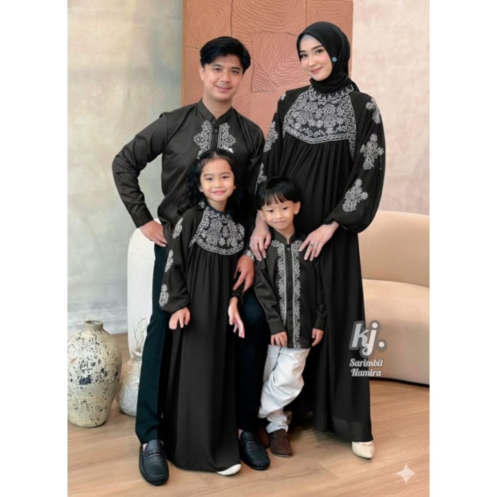 Nura Collection Official - Serimbit Bordir Namira - Couple Bordir Keluarga (Ayah,Ibu dan Anak) - Ser