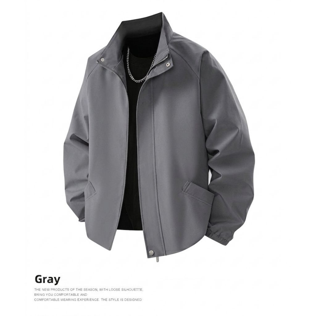 ​Jaket Harrington Pria Korean Style Jacket Casual Polos Coach Windbreaker Stand Collar Premium